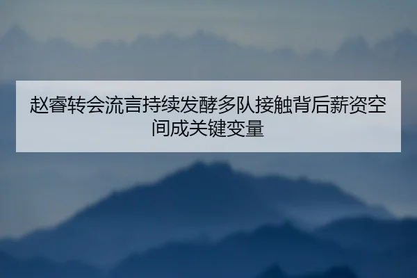 赵睿转会流言持续发酵多队接触背后薪资空间成关键变量 | JiYue